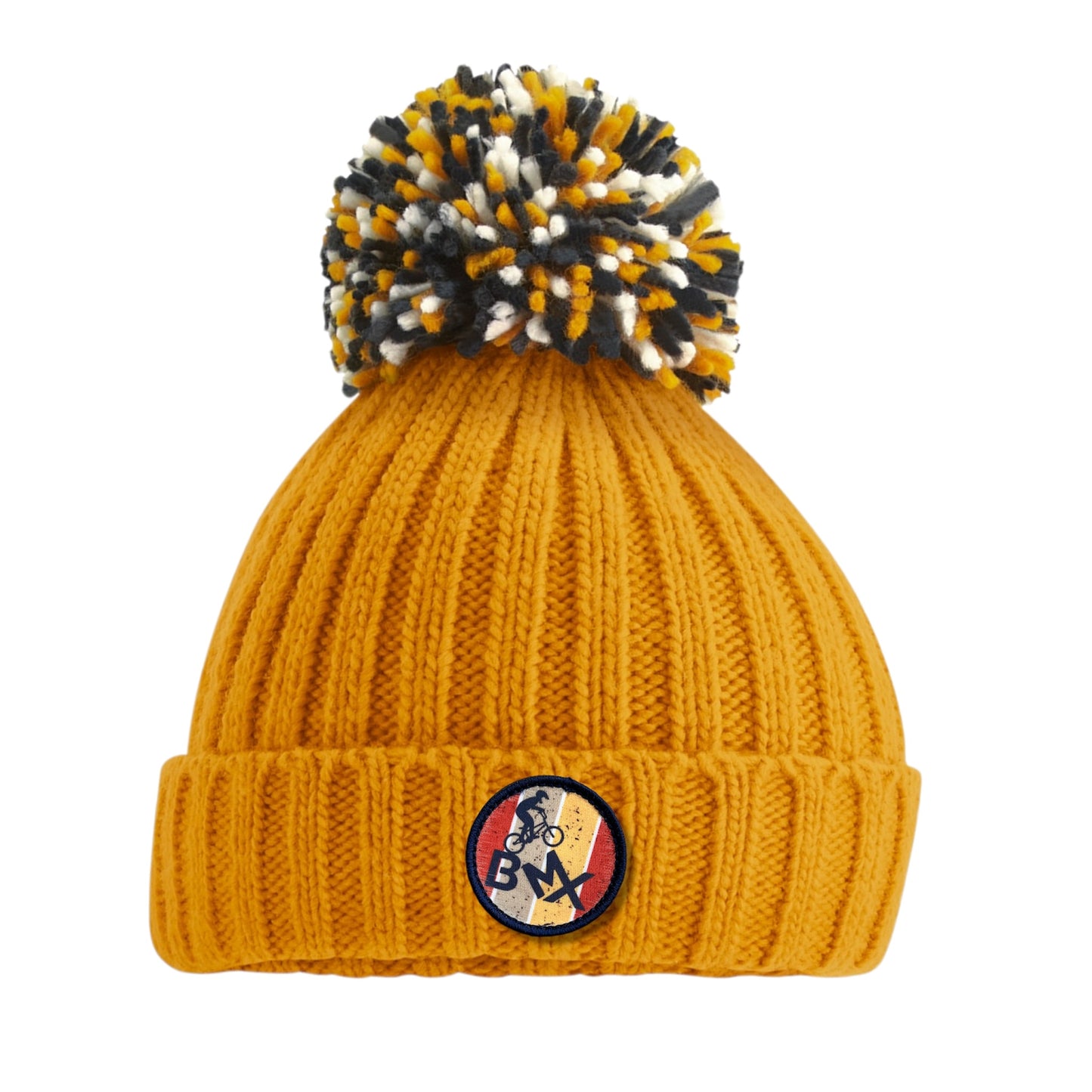 Bonnet à pompon moutarde